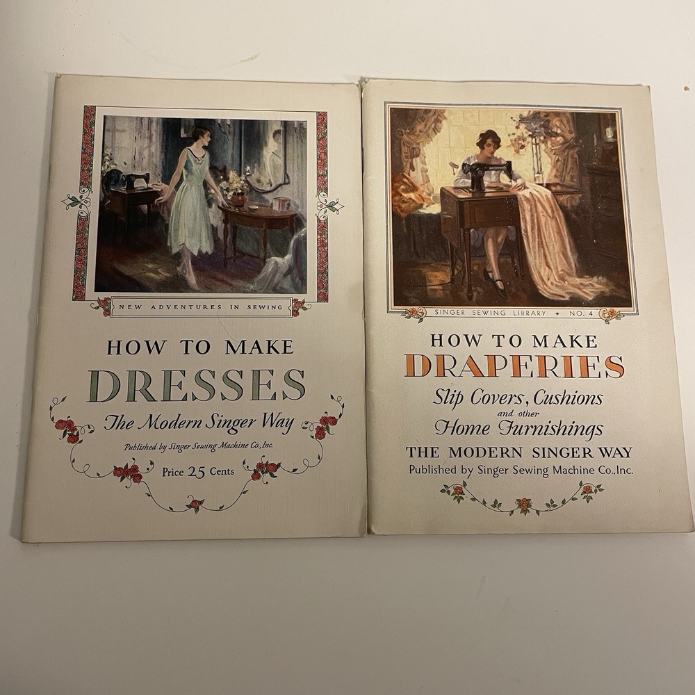 1930's Vintage Singer Sewing Library Book Set Of 2 Booklets Dresses & Draperies